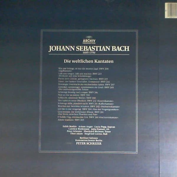 Schreier Peter (dir.) — Bach: Die weltlichen kantaten