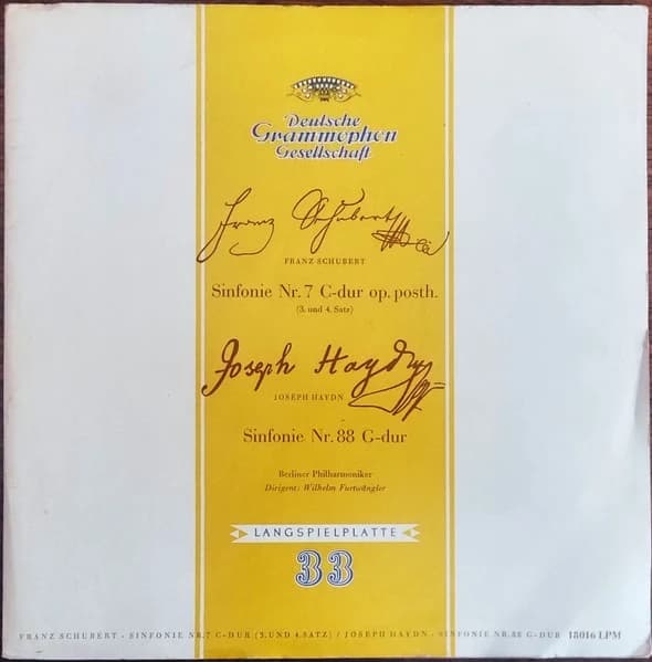 Schubert, Haydn - Wilhelm Furtwängler — Sinfonie Nr. 7 C-Dur Op. Posth. (3. Und 4. Satz) * Sinfonie Nr. 88 G-Dur